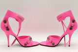 Balenciaga Agneau Arena Cagole Neon Pink Heels Size 38 Eb0824lxzde