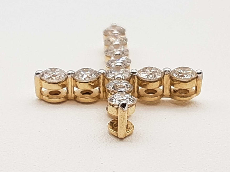 0.98 Cttw Lab Grown Diamonds 14k Yellow Gold 1.5g Cross Pendant Do0525wwrde