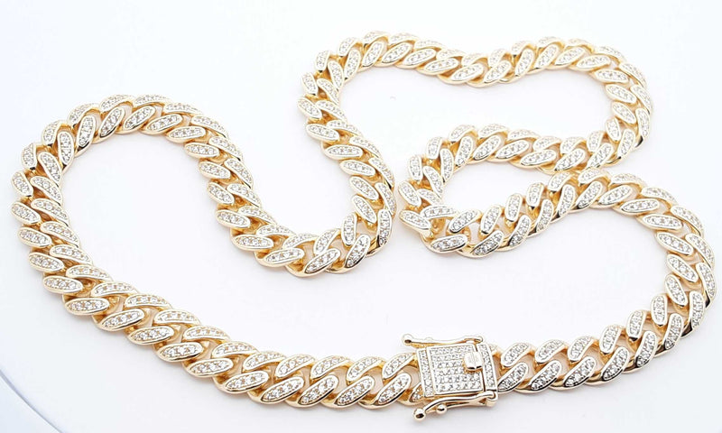 925 Cubic Zirconia Gold Plated Cuban Link Chain 113g 22 In Eboiidu 144030007291