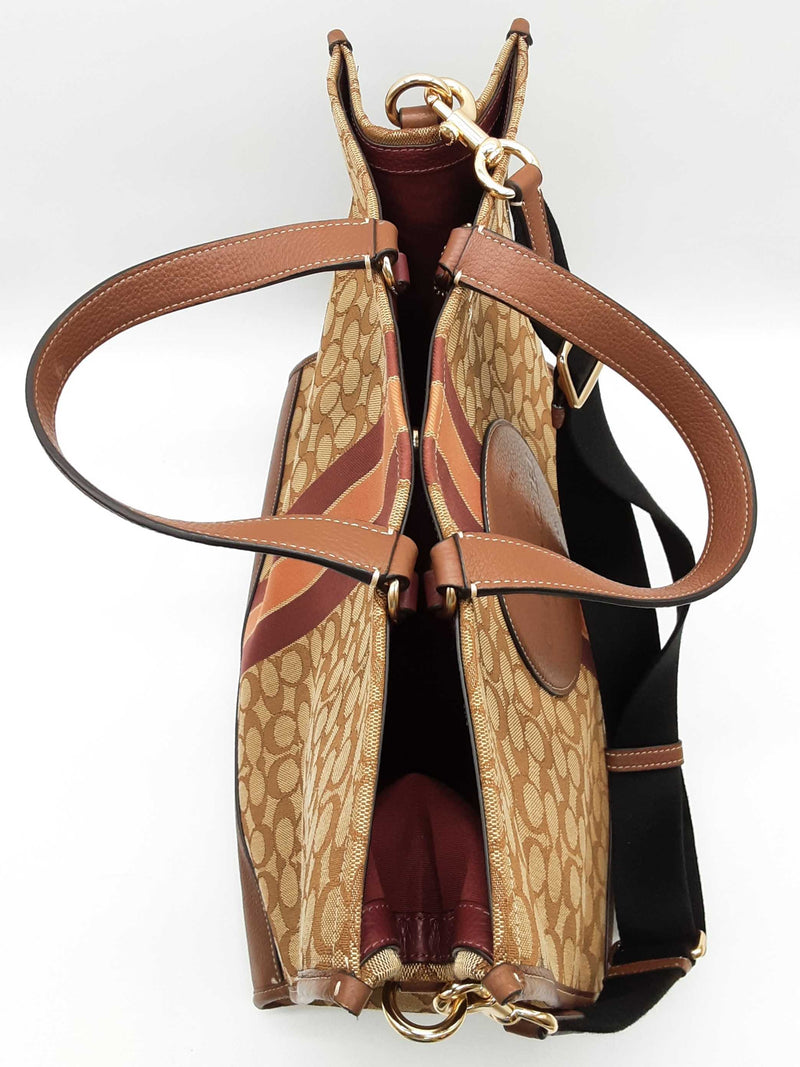 Coach Dempsey 40 Brown Signature Canvas Stripe Large Tote Bag Do1125rxde