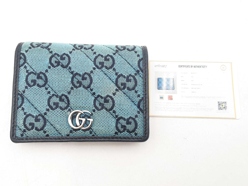 Gucci Gg Marmont Teal & Pink Canvas Wallet Sd1025lrzsa