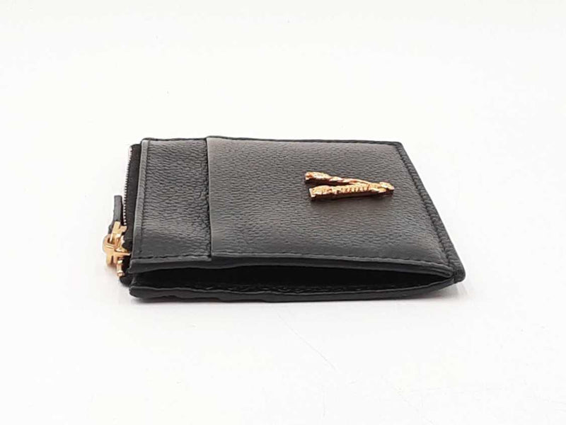 Versace Virtus Black Grained Leather Card Holder Wallet Fw0525izdu