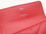 Chanel Red Chevron Quilted Leather Studded Wallet Do0625worde