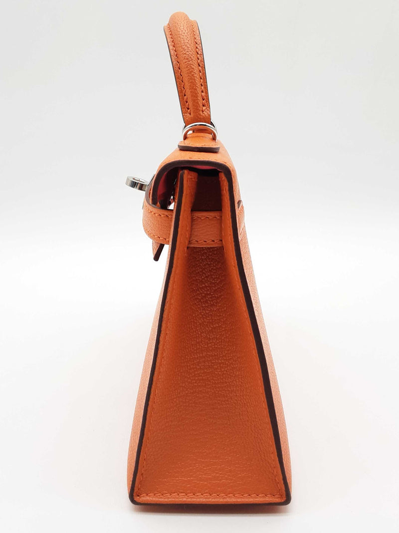 Hermes Mini Kelly Ii Sellier Orange Pink Chevre Mysore Palladium Shoulder Bag Do0225oxzxzde