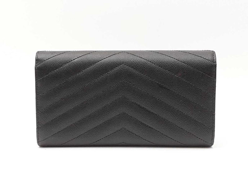 Yves Saint Laurent Cassandre Black Matelassé Leather Flap Wallet Fw0925ooxdu