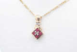 Ruby & Diamond Pendant In 14k & 10k Yellow Gold Chain 2.9g 15.5 Inch Eb1224prdu