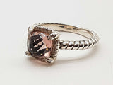 David Yurman Petite Albion Synthetic Morganite 0.925 Silver 3.4g Ring Size 7 Do0525lxzde