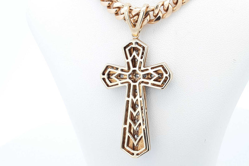 Diamond Cross Pendant & Chain In 10k Yellow Gold 53.5 Grams 24 Inch Eb1024loorsa