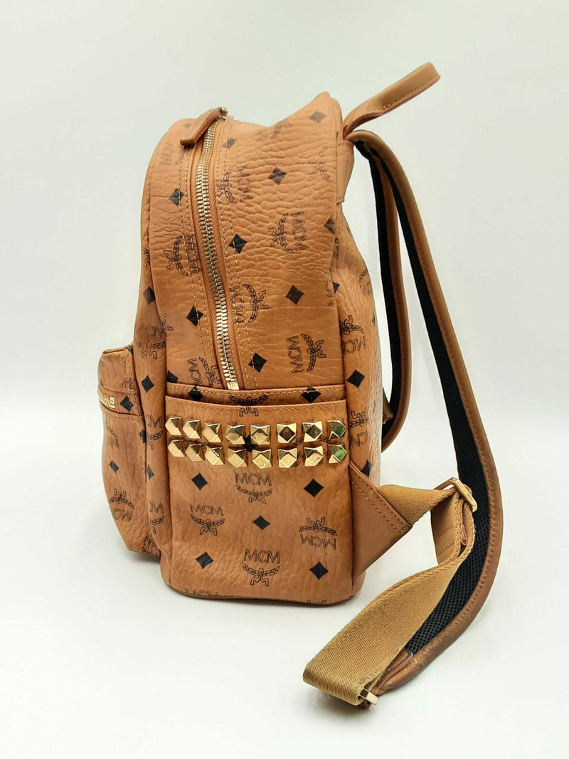 Mcm Stark Visetos Side Studs Backpack In Cognac Fw1124ocrdu