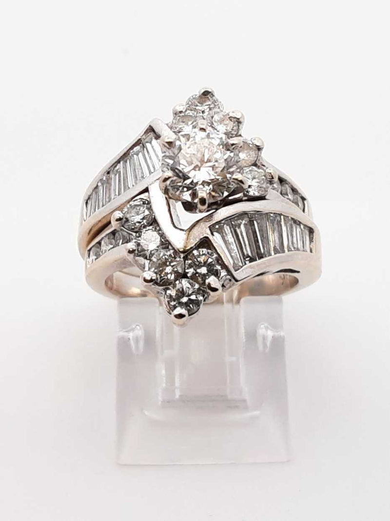 2.08 Cttw Diamond & 14k White Gold Wedding Set 10.7 Grams Size 5.5 Fw0125llxzdu