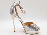 Jimmy Choo Laurita Silver Metallic Glitter Heels Size Eu 37.5 Do0625pxde