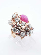 1.22 Cttw Diamond & Star Ruby Cocktail Ring In 14k Yellow Gold 9.5 Grams Size 4 Fw0326loxzdu
