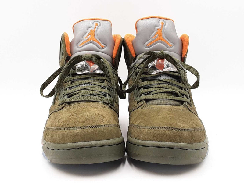 Nike Air Jordan 5 Retro In Army Olive & Solar Orange Size 11 Fw0925rzdu