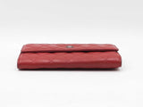 Chanel Continental Wallet In Red Diamond-quilted Leather Fw0425orzdu
