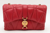 Versace Kleio Quilted Red Leather Crossbody Bag Eb0326pxzsa
