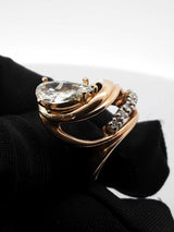 1.37 Cttw Pear-cut Diamond & 14k Yellow Gold Swirl Ring 8.2 Grams Size 5.5 Fw0526orzxdu