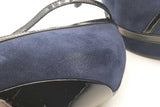 Yves Saint Laurent Navy Suede & Black Leather Courts Heels Size 38.5 Eb0525cxsa
