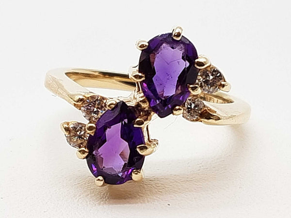 Pear Cut Amethyst 14k Yellow Gold 4.3g Ring Size 6 Do0825oxzde