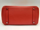 Hermes Birkin 35 Geranium Red Clemence Palladium Handbag Do0724sxzxde