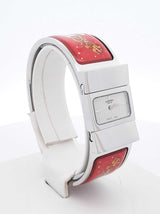 Hermès Loquet 19mm Bangle Watch In Stainless Steel & Red Enamel Fw1026lrxdu