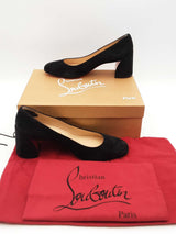 Christian Louboutin Miss Sab 55 Black Suede Pumps Size 37 Eb0426lxzsa