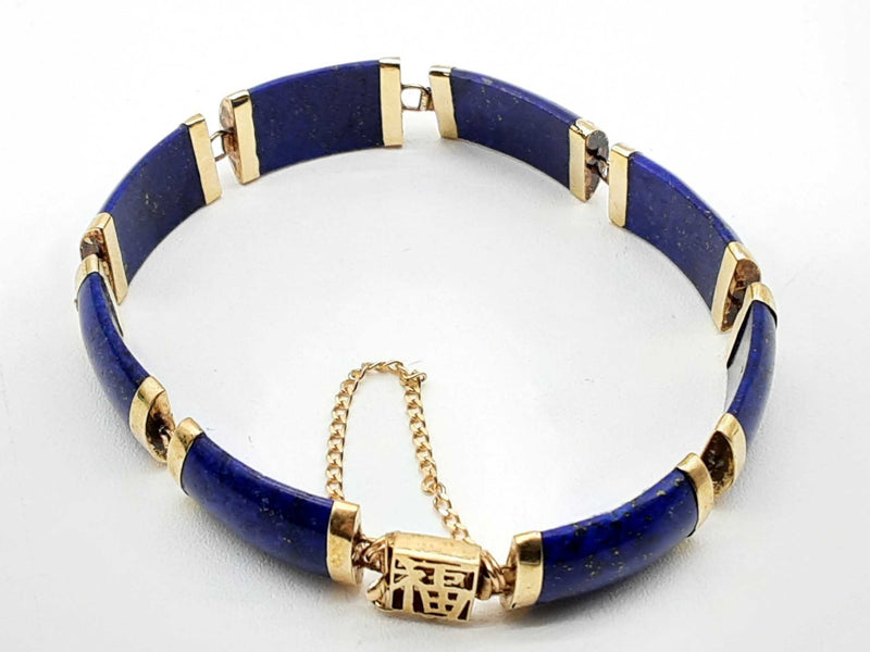 14k Yellow Gold Lapis Lazuli 13.2g Bracelet 6.75 Do1224ixzde