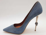 Philip Plein Destroyed Decollete Blue Denim Skull Heels Size Eu 39 Do0426crde