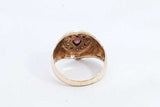 Diamond & Red Gemstone Ring In 14k Yellow Gold 3.1 Grams Size 4.5 Eb0924lxzsa