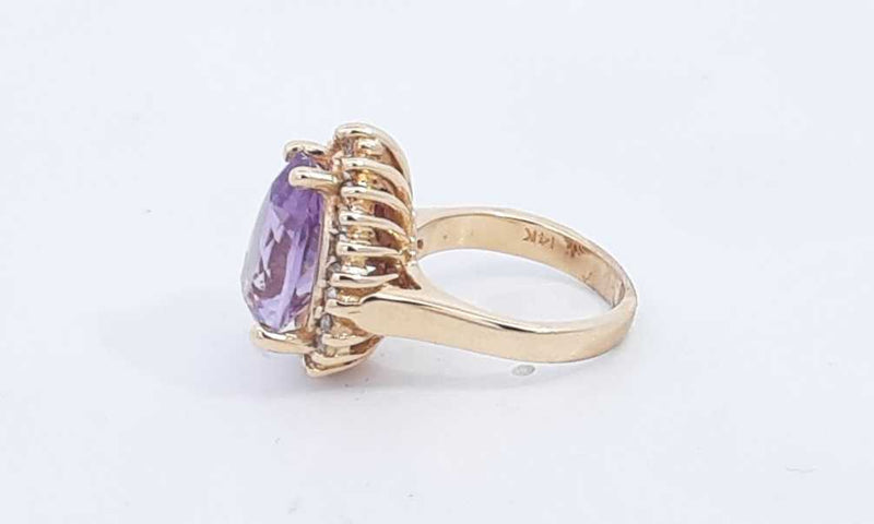 14k Yellow Gold Amethyst Ring With Diamonds Size 3.75 8.39 Grams Eb1123owxsa