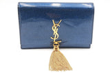 Yves Saint Laurent Blue Glitter Patent Leather Kate Tassel Crossbody Eb0226wrxsa