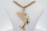 10k Yellow Gold Queen Nefertiti Pendant & Cuban Link Necklace 39g Eb0826owlrsa