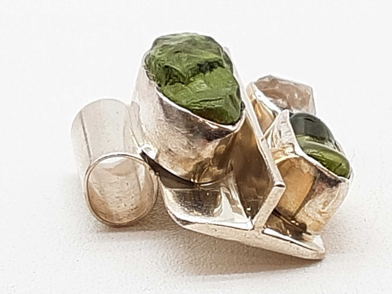 Lilly Barrack Rough Peridot 0.925 Sterling Silver 10.6g Pendant Do1224lrde