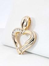 0.21 Cttw Diamond & 14k Yellow Gold Open Heart Pendant 8.2 Grams Fw0726rxzdu