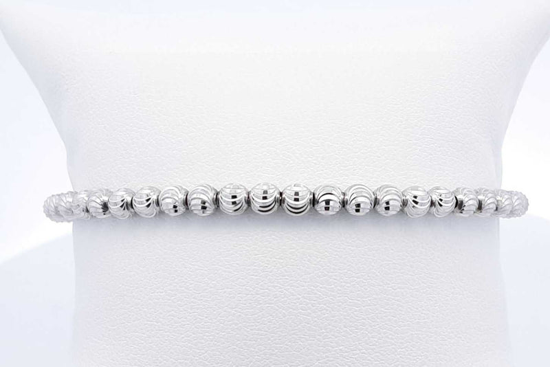 14k White Gold Ball Bead Moon Cut Cuff Bracelet 5.9 Grams Eb1024ocrsa