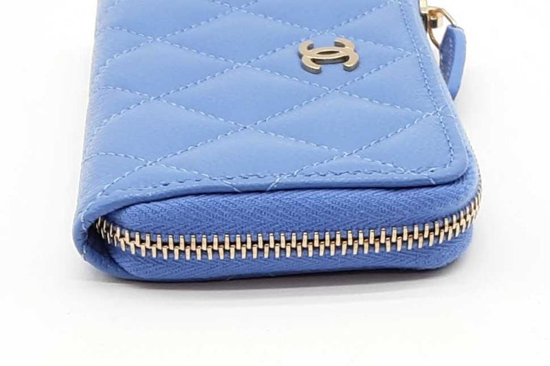Chanel Blue Quilted Caviar Zip Coin Wallet Eb1125wcrde