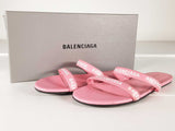 Balenciaga Round Leather Logo Strap Sweet Pink Sandals Size 11 Sd0826lrzde