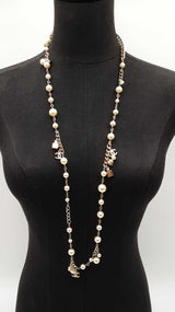 Chanel Cc Pearl Sautoir Long Necklace 87.3 Grams 37 In Sd0526rzxdu