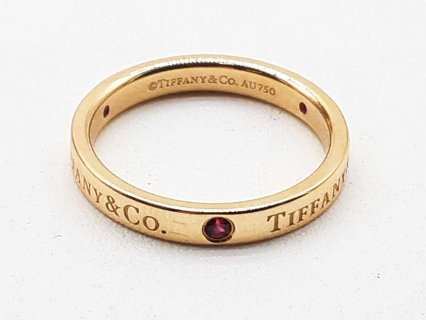Tiffany & Co. 18k Yellow Gold Rubies Band Ring Size 6.75 Do0324rxzde