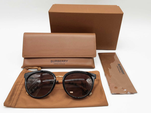 Burberry B4316 Sophia Black Brown Frames Dark Gray Lens Sunglasses Do0625pxde