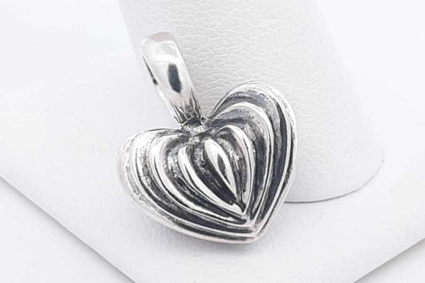 Lagos Caviar Fluted Sterling Silver Heart Pendant 9.5 Grams Eb0825ldu