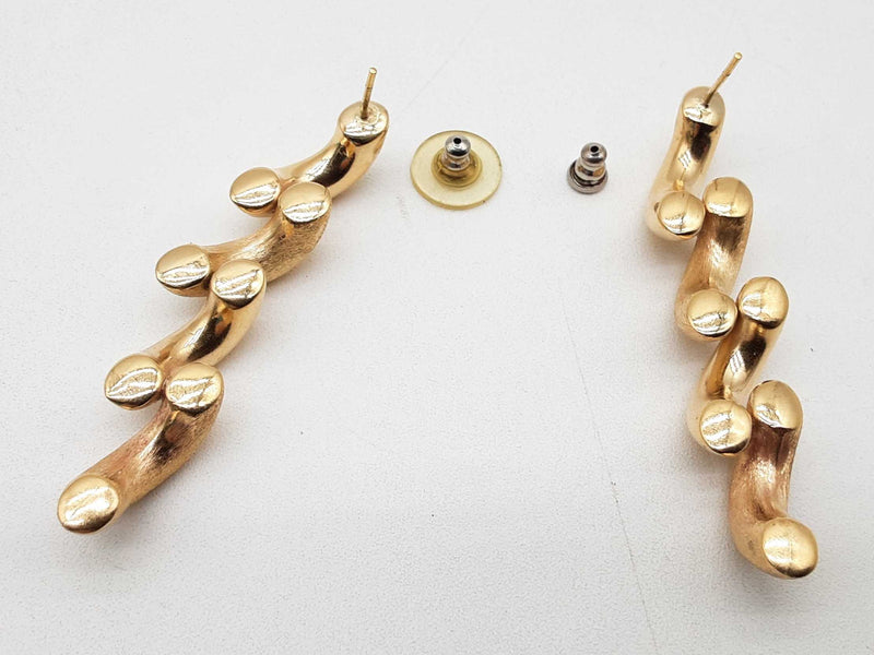 10k Yellow Gold 13.4g Spiral Drop Stud Earrings Do1224pwxde