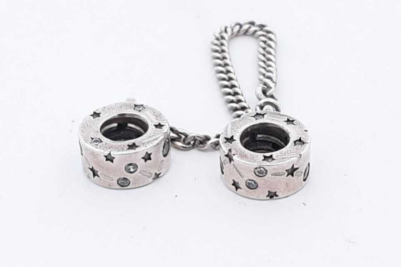 Pandora 925 Sterling Silver Stars & Galaxy Safety Chain 4.4 Grams Eb0225wsa