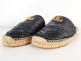 Gucci Gg Marmont Quilted Black Leather Espadrille Mules Size 11 Sd0925lrxde