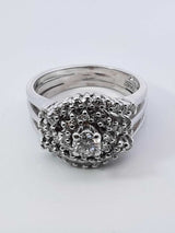 1.05 Cttw Diamond & 14k Gold Bypass Halo Bridal Set 5.5g Size 4.75 Fw0426cexdu