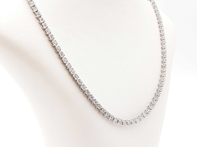 3.09 Cttw Lab-grown Diamond Sterling Tennis Necklace 6.2 Gram 17 In Fw0725irxdu