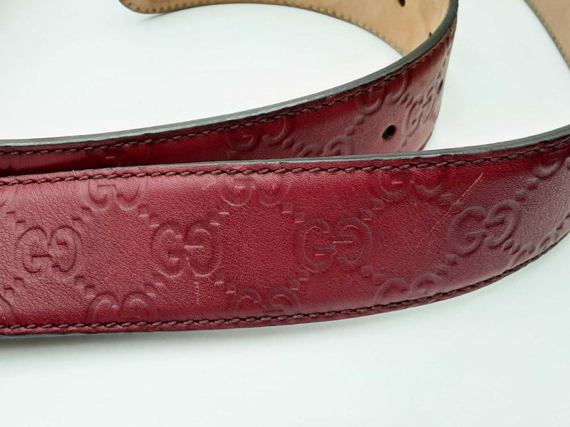 Gucci Red Guccissima Leather Belt With Gold Tone Buckle Eb0924lxzdu