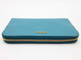 Prada Blue Turquoise Saffiano Leather Zipper Wallet Do1024loxde