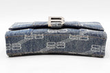 Balenciaga Denim Bb Monogram Hourglass Shoulder Bag Eb1025wrxdu