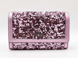 Coach Small Flap Clutch In Lilac Metallic Leather & Sequins Fw1125