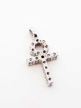 1.26 Cttw Diamond & 10k White Gold Ankh Pendant Fwlrzdu